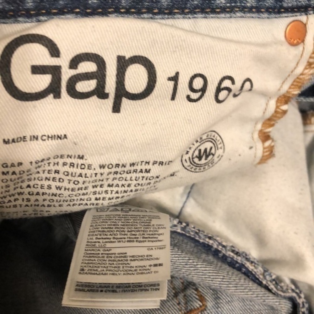 Gap 1969 medium wash raw hem high waist distressed Skinny jeans size 28 - Picture 13 of 14